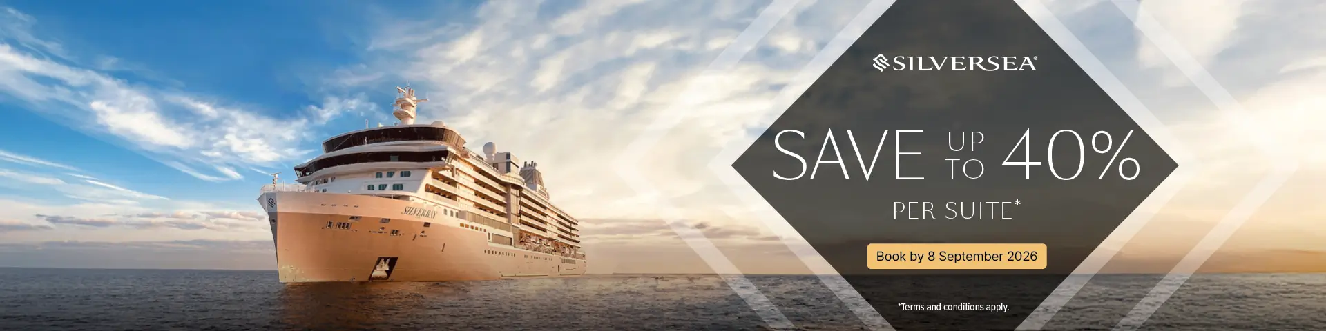 Silversea Save up to 40% per Suite Terms